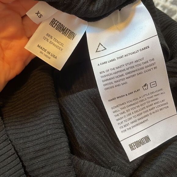 Reformation Edison Lace Up Ribbed Midi Dress Black - Picture 6 of 7